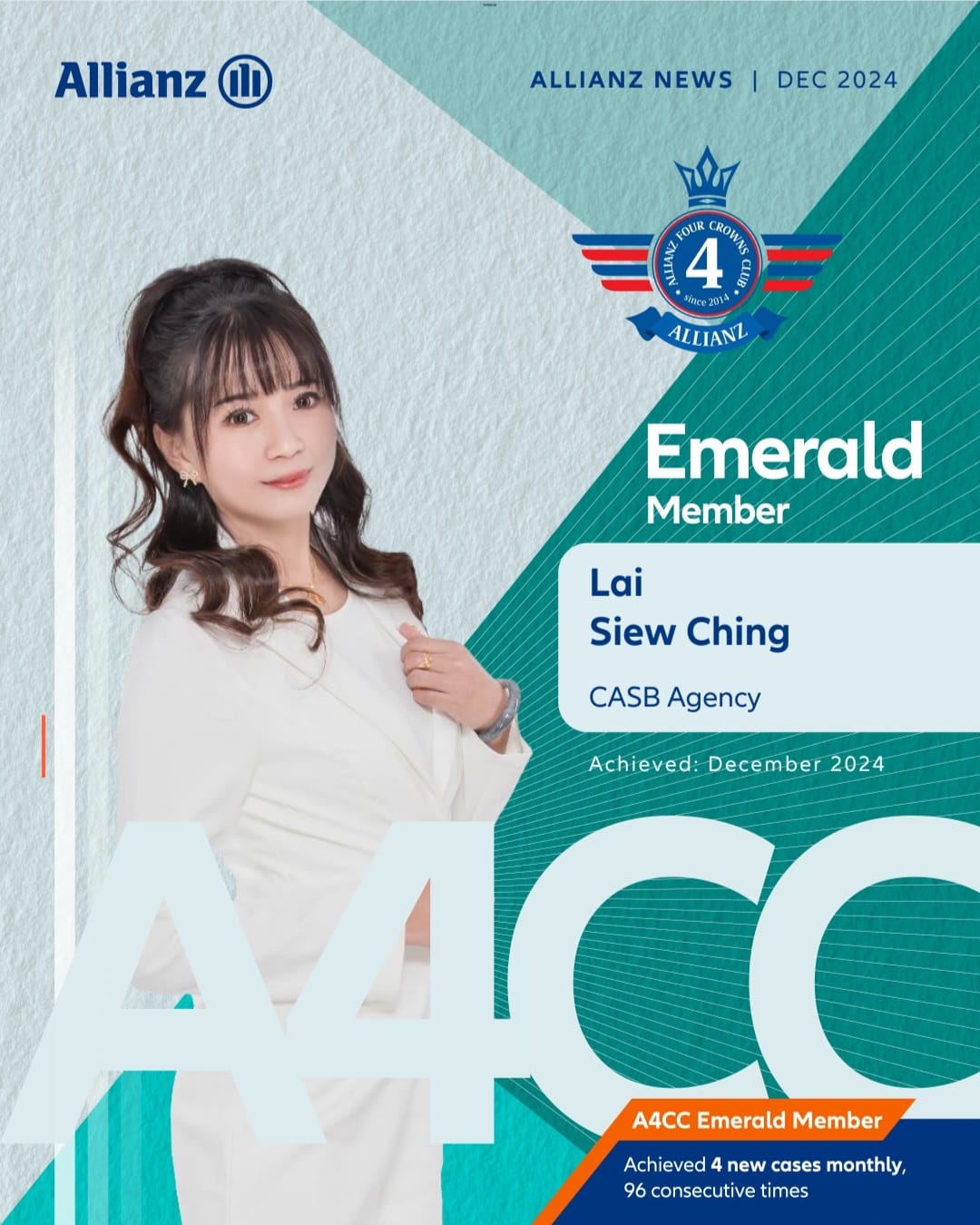 Lai Siew Ching (A4CC Emerald Member 2024)