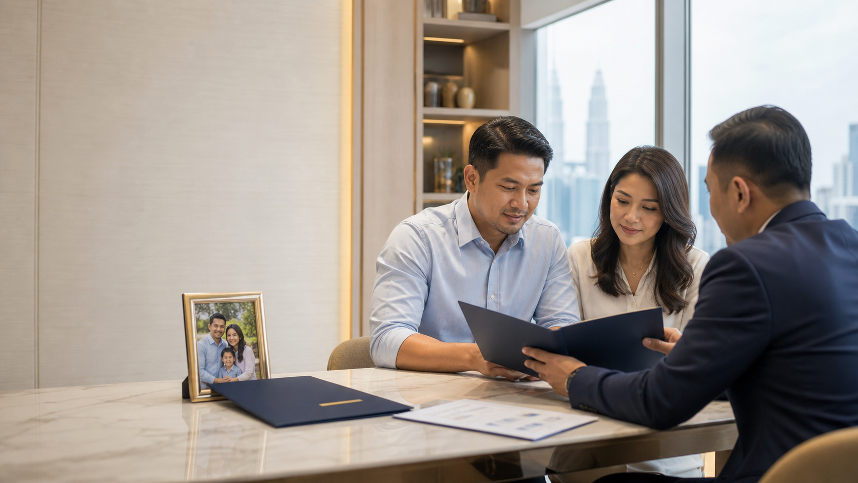 Malaysian family reviewing how critical illness and life insurance benefits interact